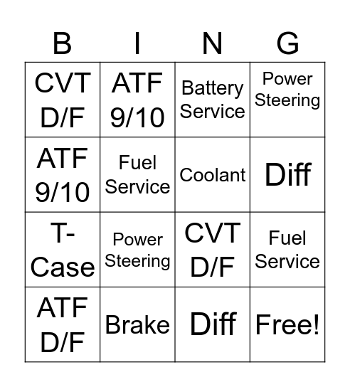 Basney Bingo TECHS Bingo Card