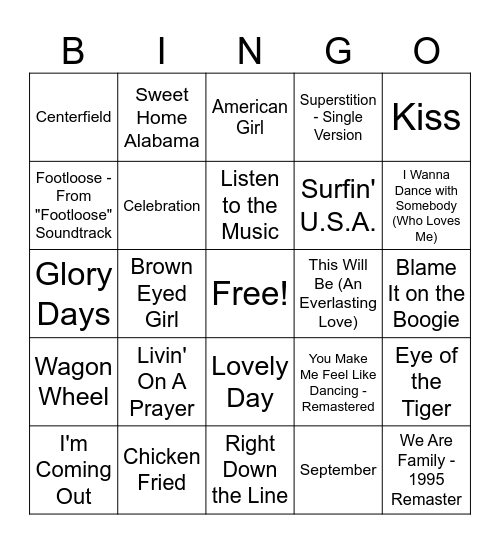 4th of July Party Bingo Card