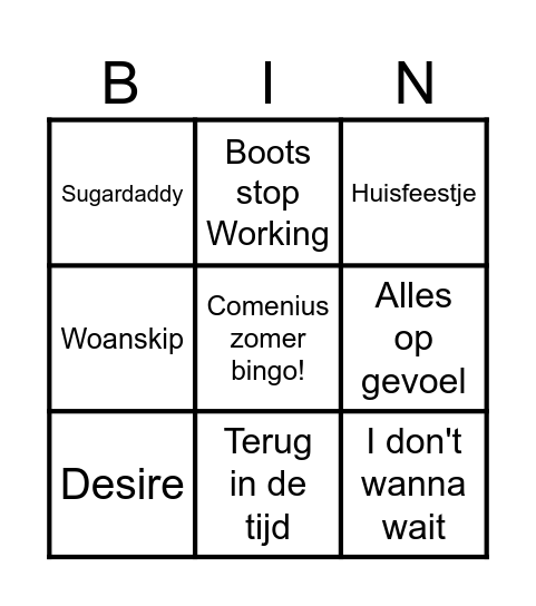 Zomerbingo Card