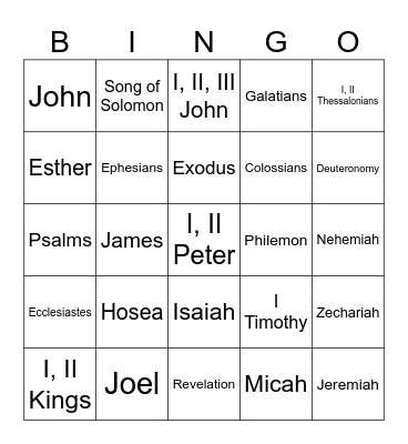 BIBLE BINGO Card