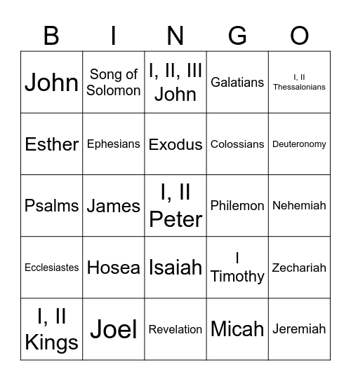 BIBLE BINGO Card