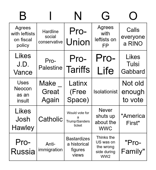 ET populist bingo Card