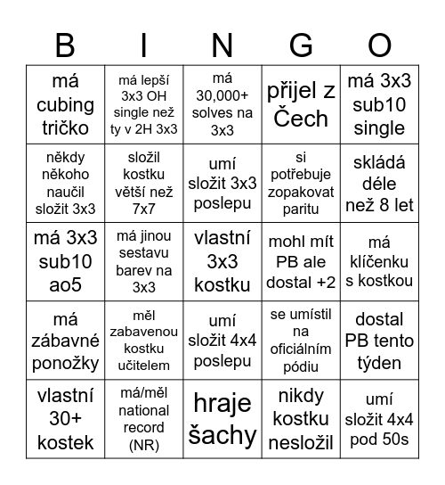 Sežeň podpis od někoho, kdo ... Bingo Card