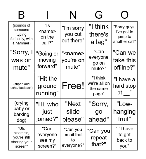 Telework BINGO! Bingo Card