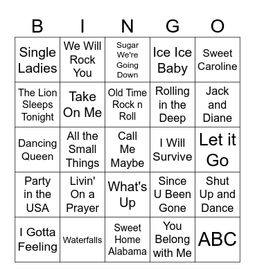 Sing Along with Singo Bingo Card
