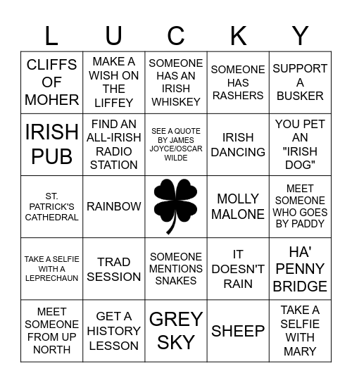 FAMILY VACAY IN IRELAND BINGO Card