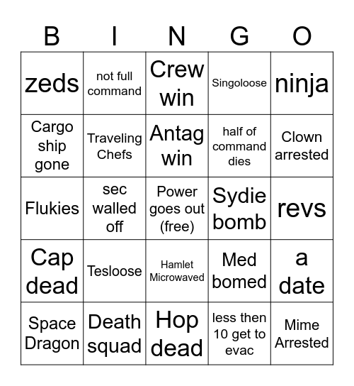 SS14 Bingo Card