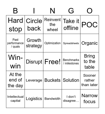 Client Consulting Lingo Bingo Card