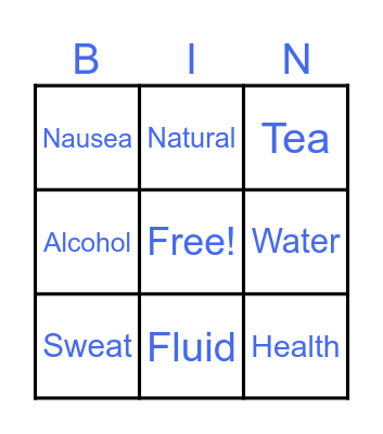 HYDRATION Bingo Card