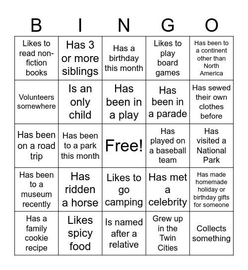 Longfellow/Seward Healthy Seniors Bingo Card