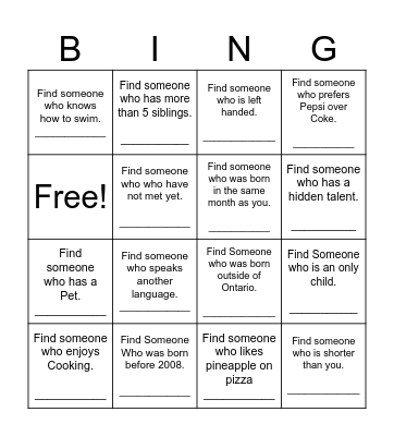 BINGO Card