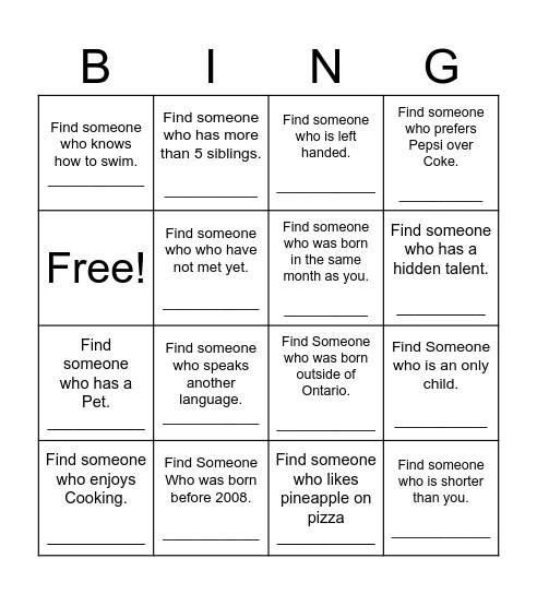 BINGO Card