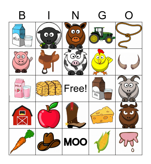 Cow Day Bingo Card