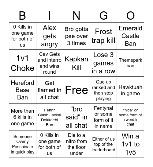 R6 Bingo Card