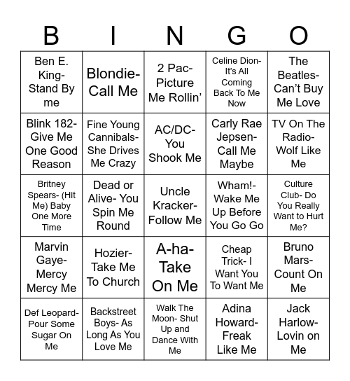 Radio Bingo Me Me Me Bingo Card