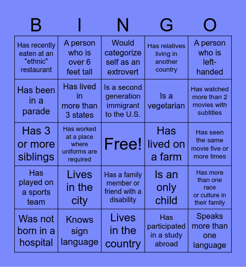 DEI BINGO Card