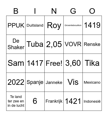 Planning & Inzet Bingo Card