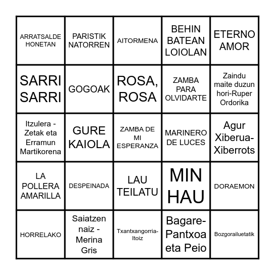 BINGO MUSICAL Bingo Card