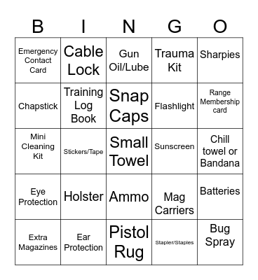 Range Bag Bingo Card