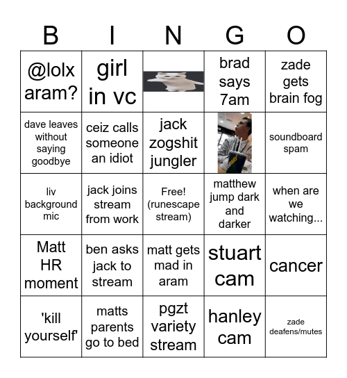 PGZT bingo Card