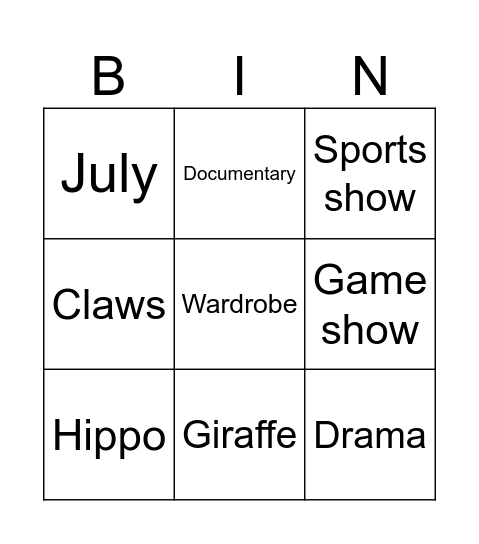 Summer Camp 2024 Bingo Card