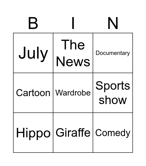 Summer Camp 2024 Bingo Card