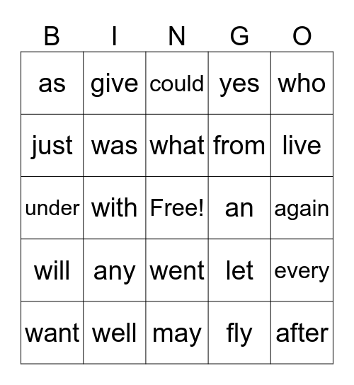 Sight Words 3B Bingo Card