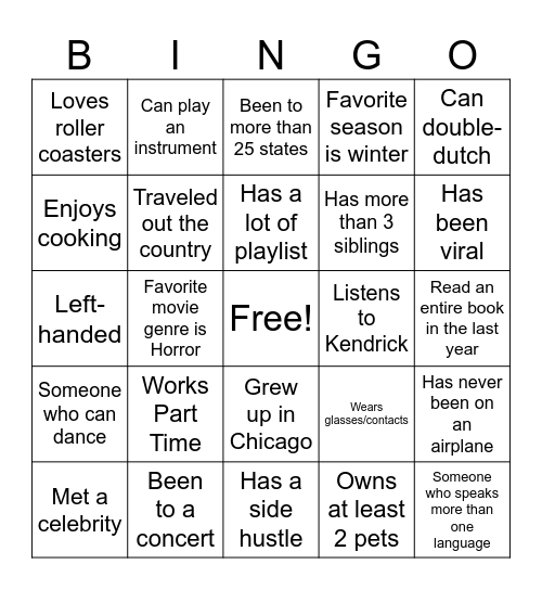 3 Seeds Bonding Bingo Card