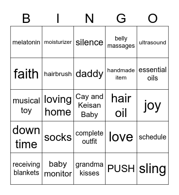 Baby Cookie Monster BINGO Card