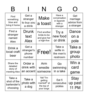 Sara's Bachelorette Bingo Card