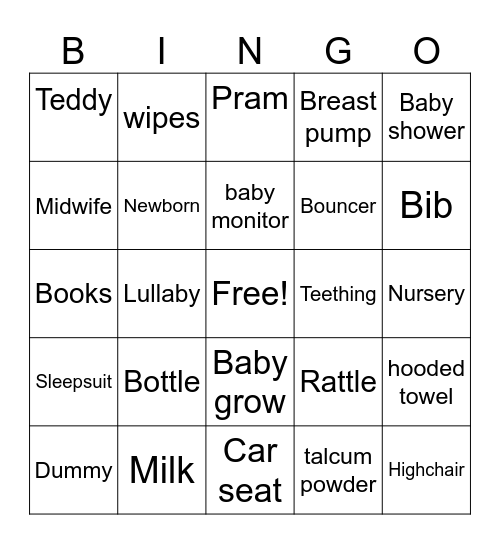 Baby bingo Card