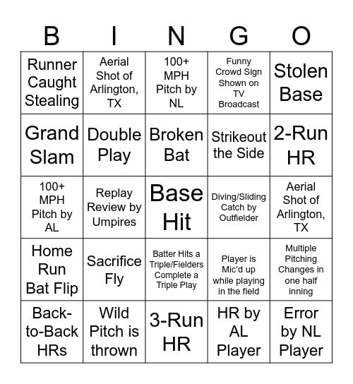 All-Star Gala Bingo Card