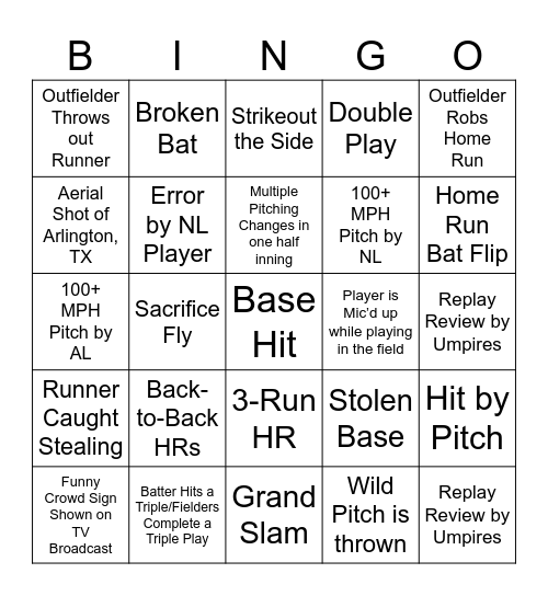 All-Star Gala Bingo Card