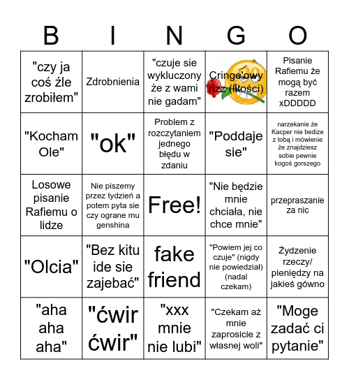 Kacper Bingo Card