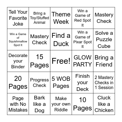 End of Summer Bingo Card