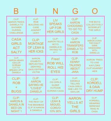 Love Island USA Movie Night Bingo Card