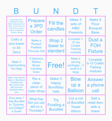 Nothing bundt Cakes Summer Bingo Fun Bingo Card