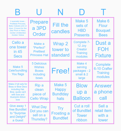 Nothing bundt Cakes Summer Bingo Fun Bingo Card