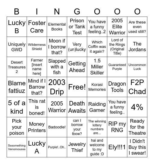 Excelsior Bingo Card