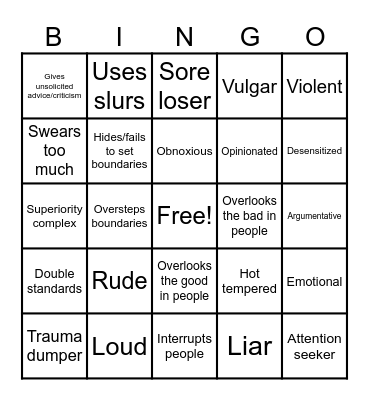 Self Awareness Bingo Card