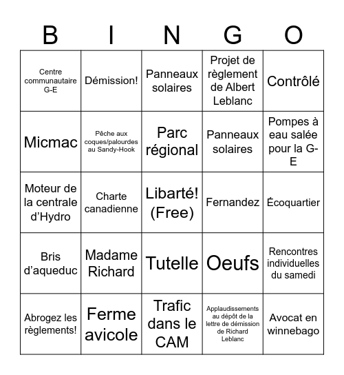 Bingo municipal Bingo Card