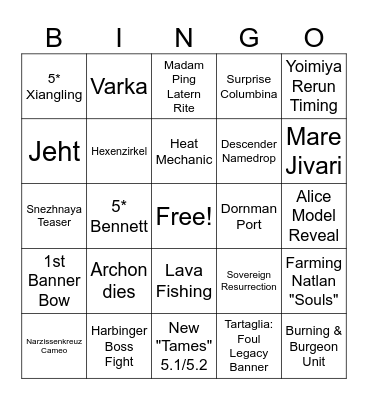 Natlan Bingo Card