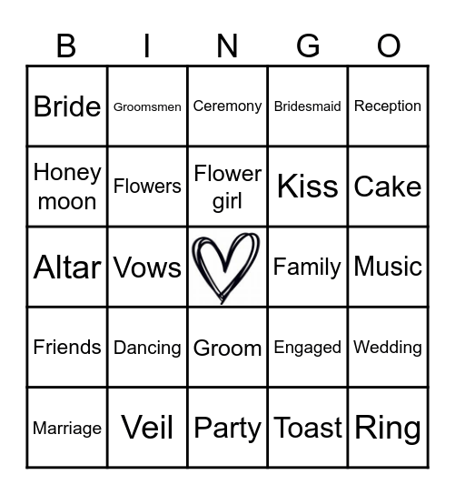 Bridal Shower Bingo Card