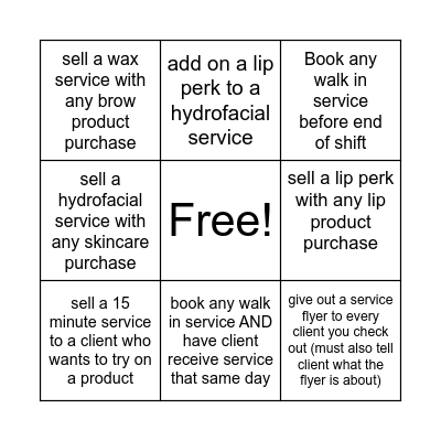 Selling Services Bingo Card