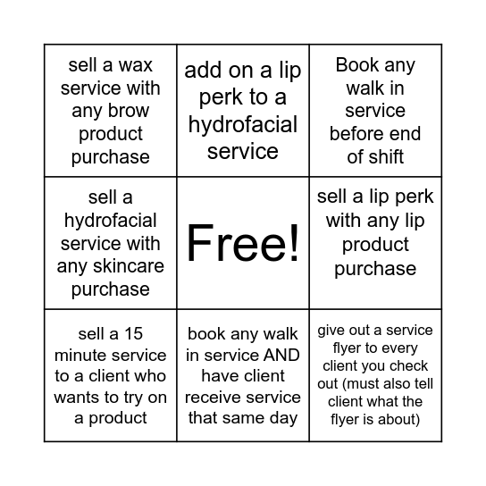 Selling Services Bingo Card