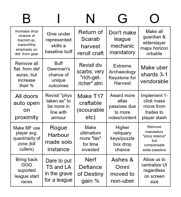 Falken's PoE 3.25 Notes Bingo Card