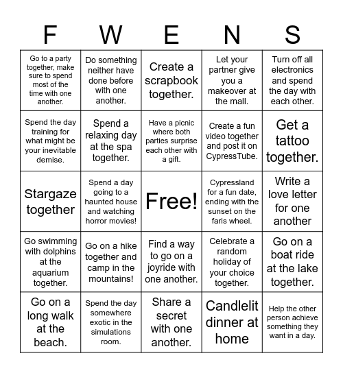 Cypress x Lotus Friendship Bingo! Bingo Card