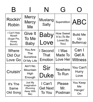 Motown Bingo Card