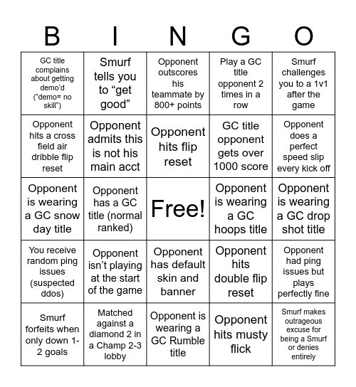 RL Champ Bingo Card