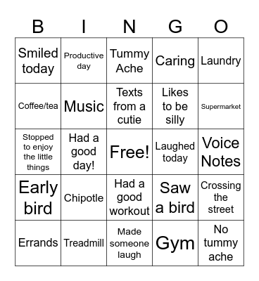 Bree’s Day Bingo Card